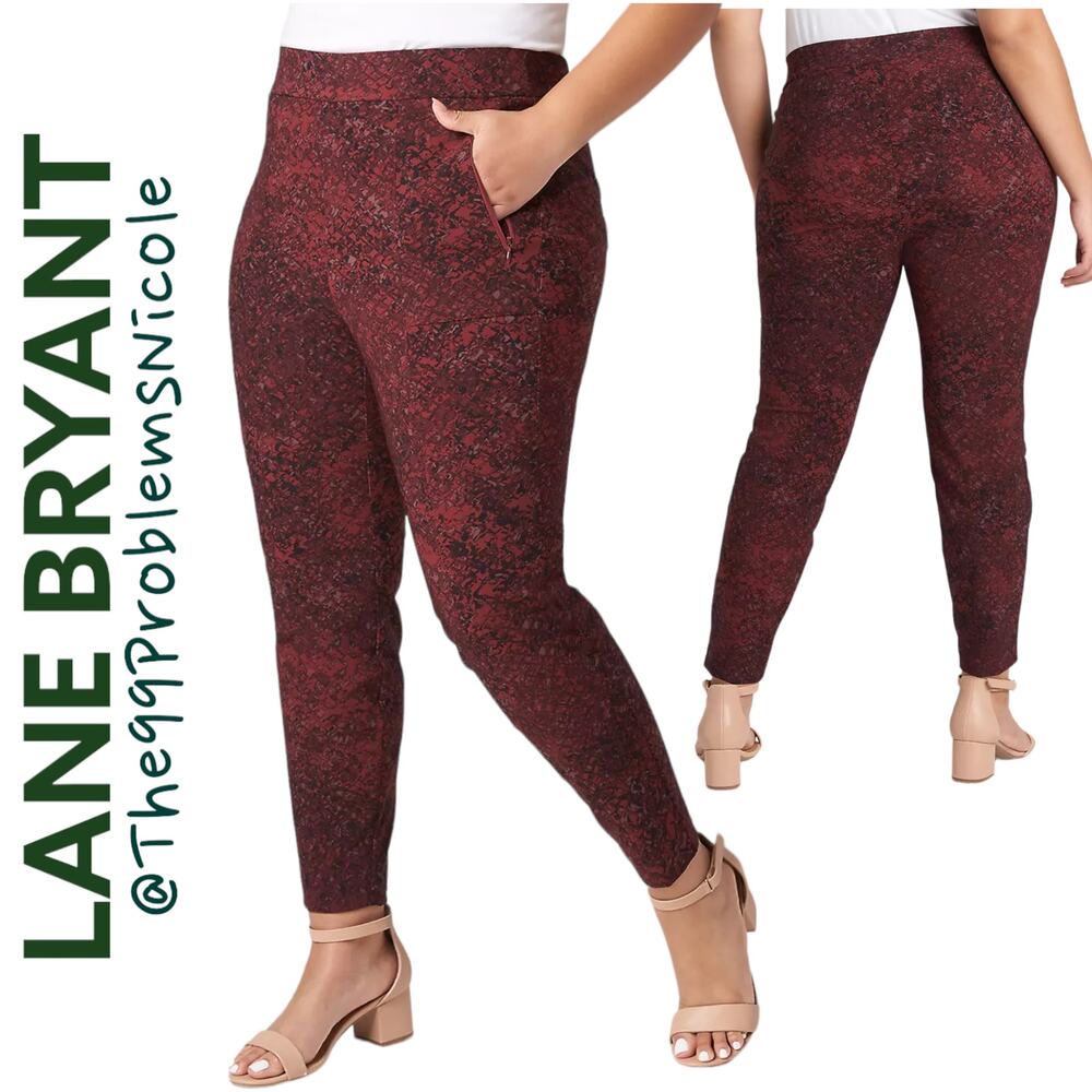Lane Bryant On the Go Ankle Pants in Zindfandel Viper Print